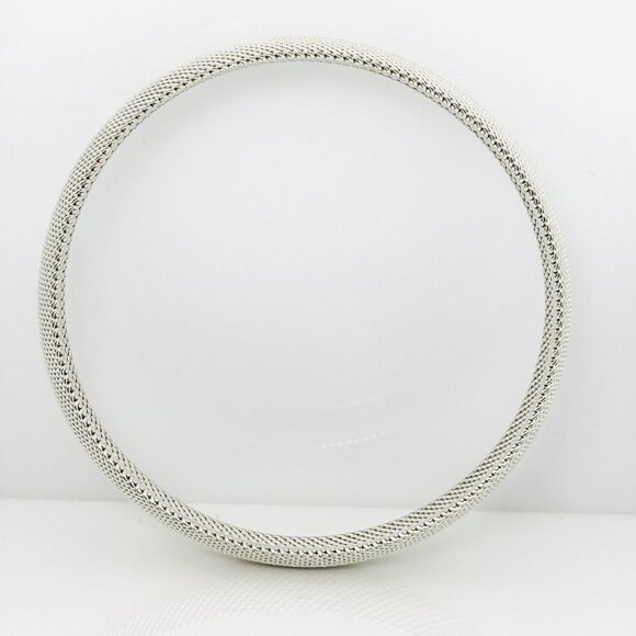 7.5" Tiffany & Co Somerset Firm Dome Mesh Bangle Bracelet in Silver - Picture 6 of 7